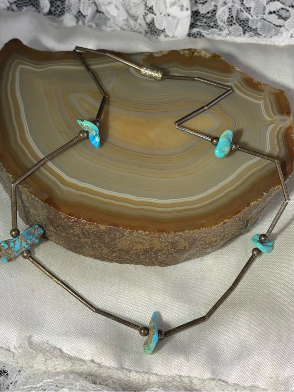 Vintage Turquoise Nugget Choker -Style Necklace - Blue Green